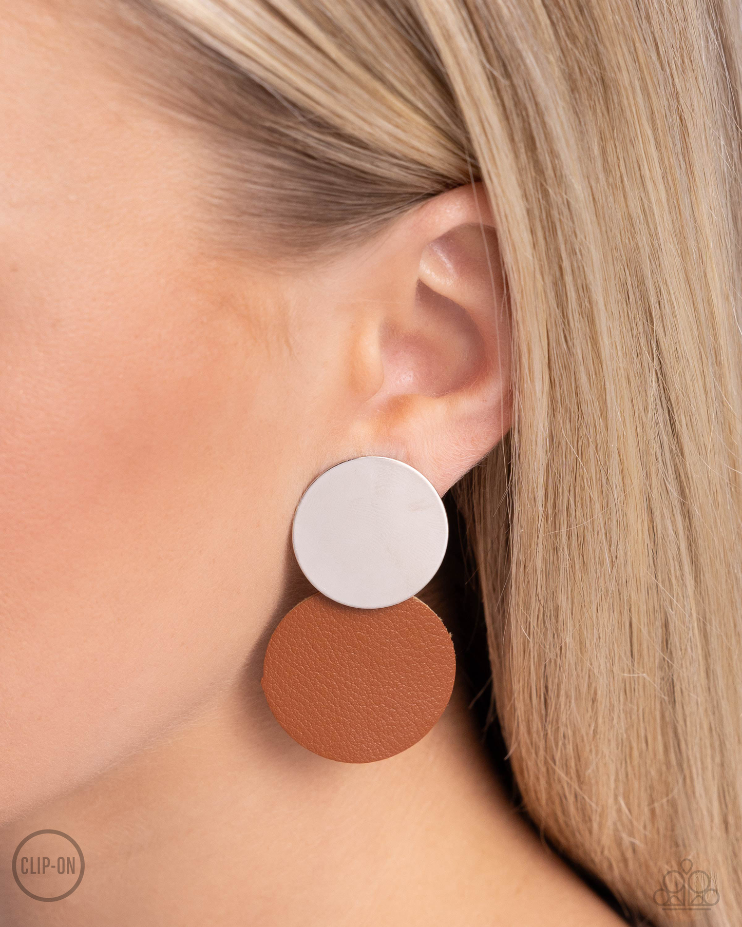 PaparazziLeather Leader - Brown Clip On Earring P5CO-BNXX-018XX