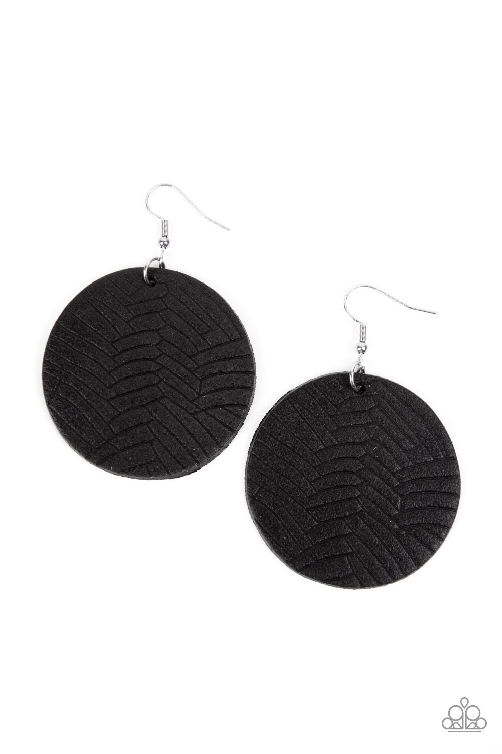 Paparazzi Leathery Loungewear - Black Earring  P5SE-BKXX-302XX