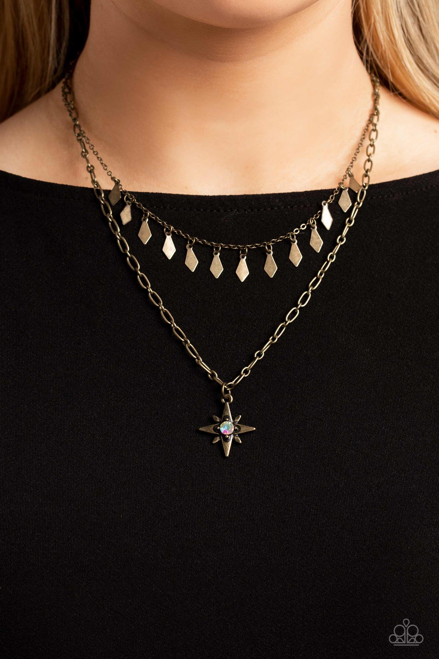 Paparazzi The Second Star To The LIGHT - Brass Necklace P2RE-BRXX-218XX