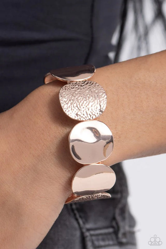 Paparazzi Rippling Record - Rose Gold Bracelet