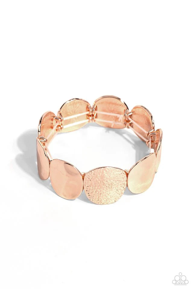 Paparazzi Rippling Record - Rose Gold Bracelet