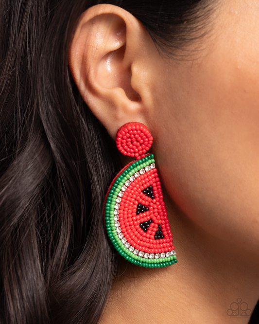 Paparazzi Watermelon Welcome - Red Post Earring P5PO-RDXX-059XX