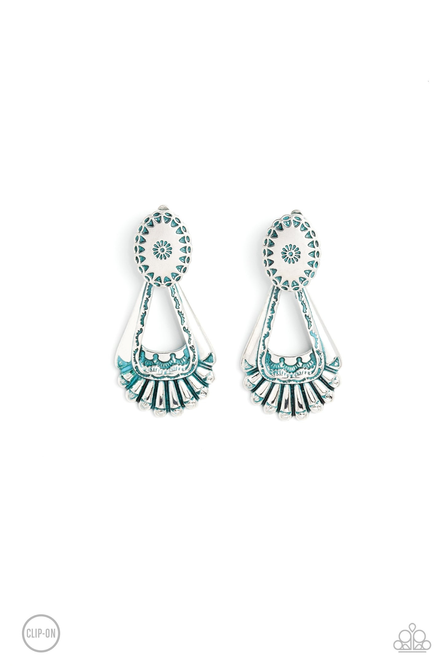 Paparazzi Casablanca Chandeliers - Blue Clip On EarringP5CO-BLXX-062XX