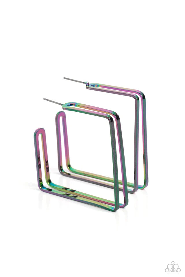 Paparazzi Earring ~ Take SQUARE - Multi