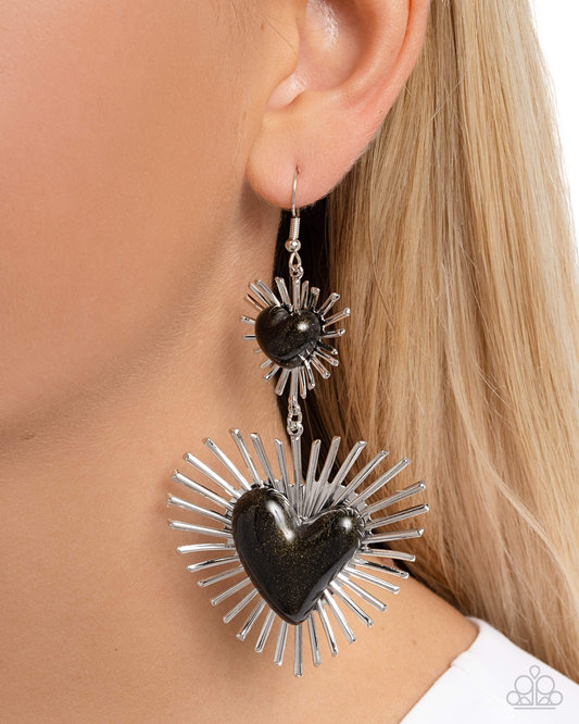 Paparazzi Sunburst Sweethearts - Black Earring   P5SE-BKXX-352XX