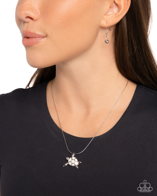 Sea Turtle Statement - White Necklace P2SE-WTXX-323XX