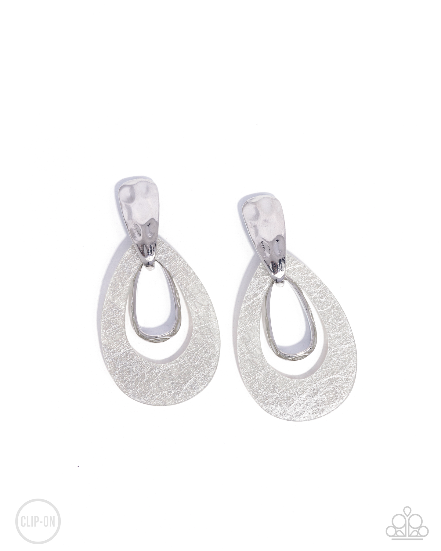 Paparazzi Tattered Teardrop - Silver Clip On Earring P5CO-SVXX-124XX