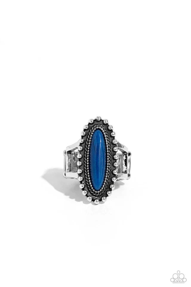 Paparazzi Oblong Occasion - Blue Ring