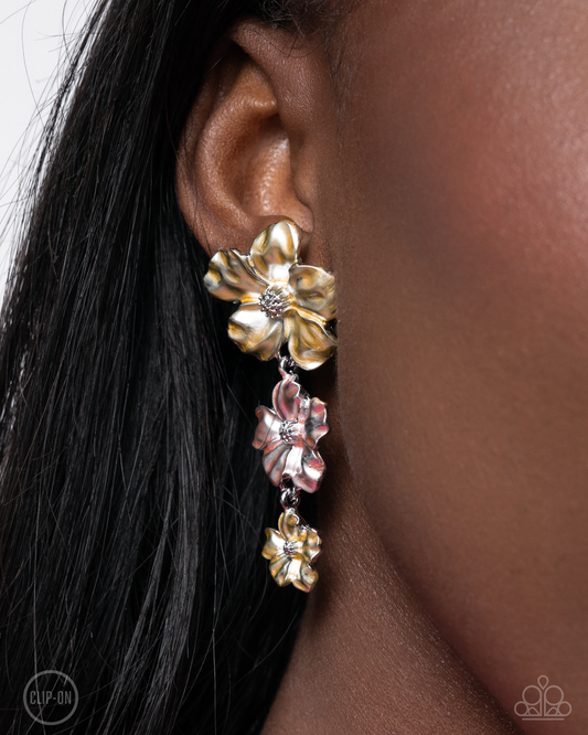 Paparazzi Balanced Bouquet - Yellow Clip On Earring  P5CO-YWXX-003ZS