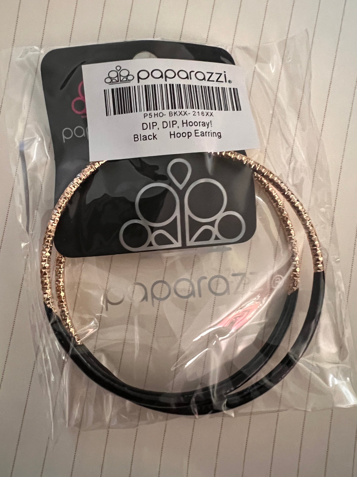 Paparazzi Dip, Dip Hooray!-Black Hoop Earring