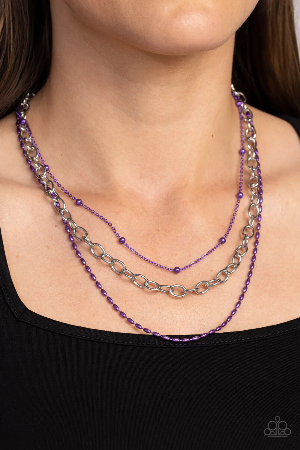 Mardi Gras Mayhem - Purple Necklace - Paparazzi Accessories