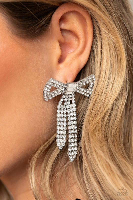 Paparazzi Just BOW With It- white post earring