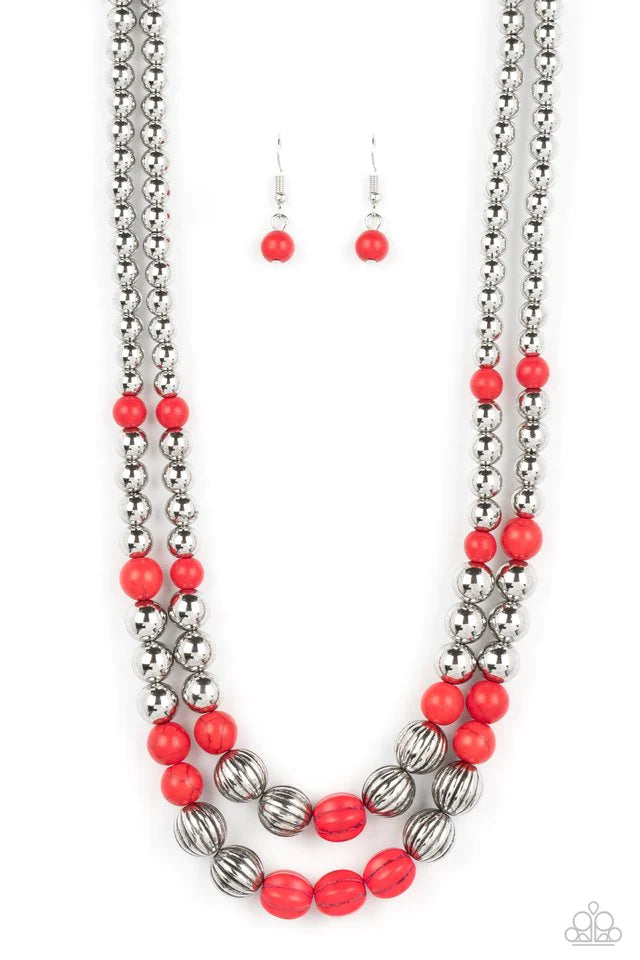 Paparazzi Necklace ~ Country Road Trip - Red