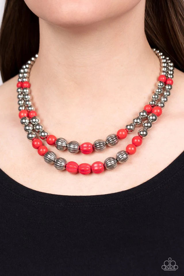 Paparazzi Necklace ~ Country Road Trip - Red