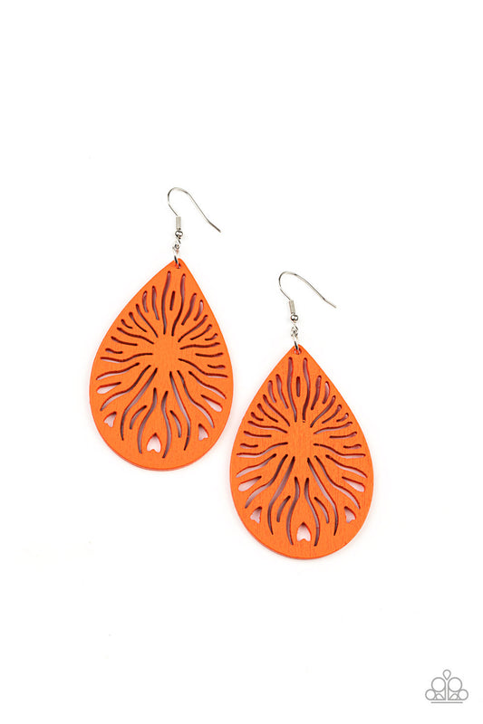 Paparazzi Sunny Incantations - Orange Wood Earring P5SE-OGXX-169XX