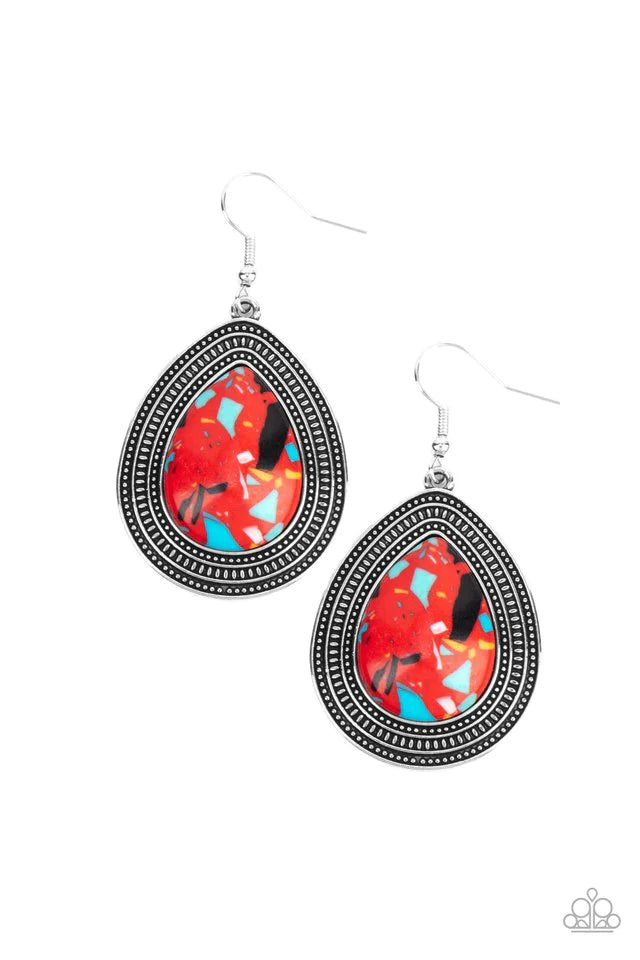 Paparazzi Terrazzo Tundra-Red Earring