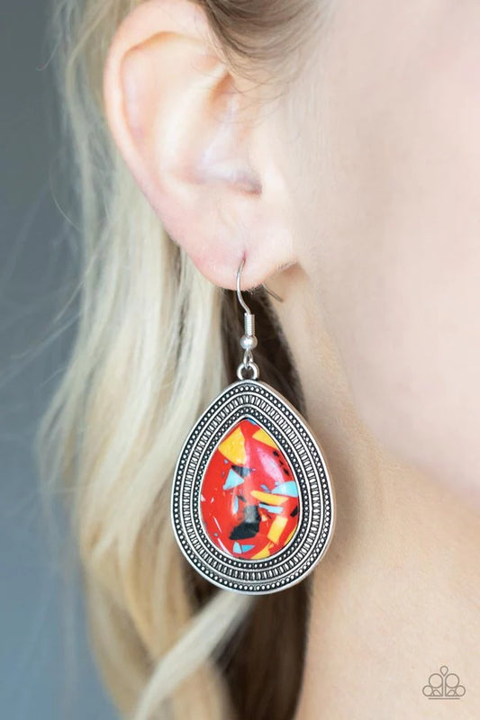 Paparazzi Terrazzo Tundra-Red Earring