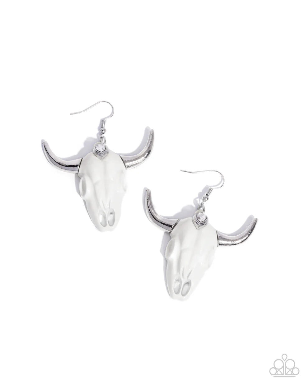 Paparazzi Southwestern Skull - White Earring