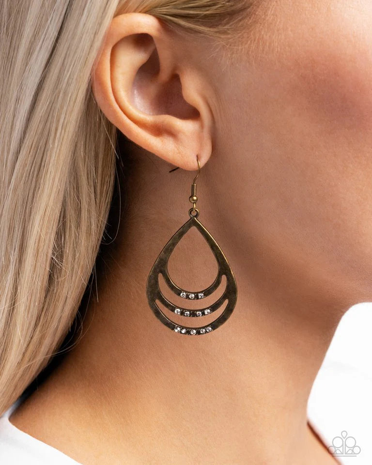 Paparazzi Sojourn Shimmer - Brass Earring