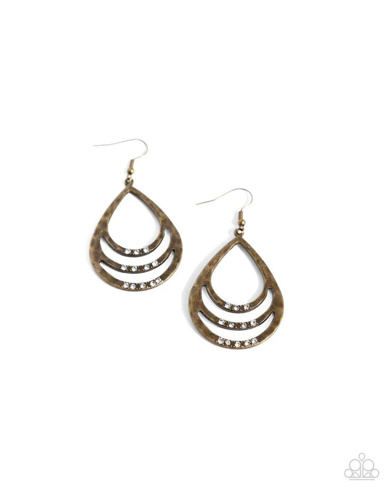 Paparazzi Sojourn Shimmer - Brass Earring