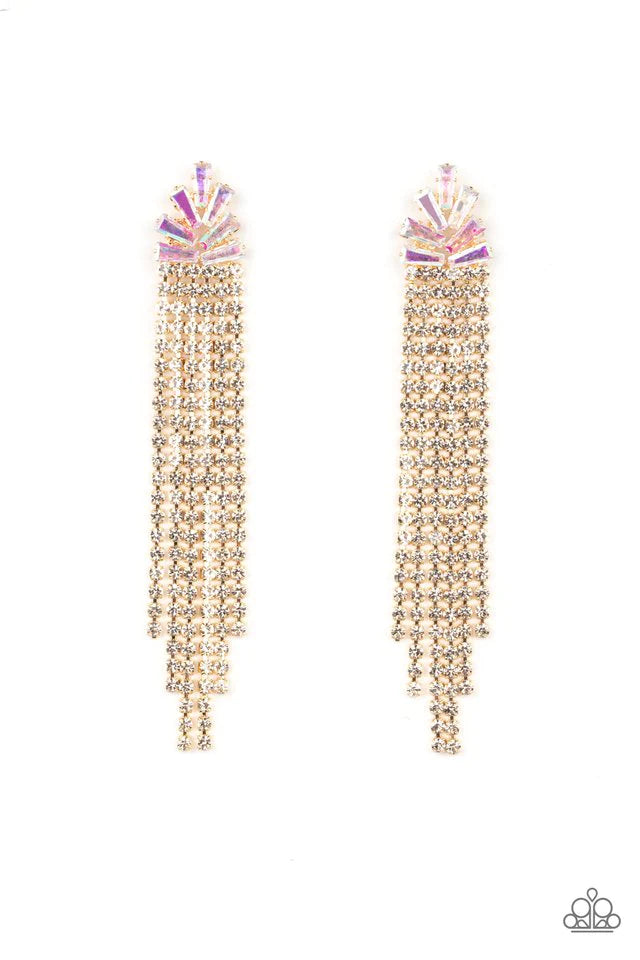 Paparazzi Earring ~ Overnight Sensation - Gold