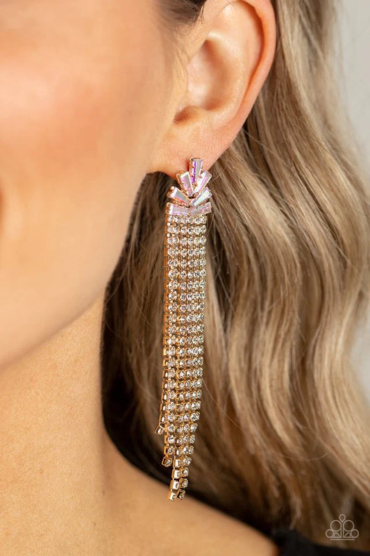 Paparazzi Earring ~ Overnight Sensation - Gold