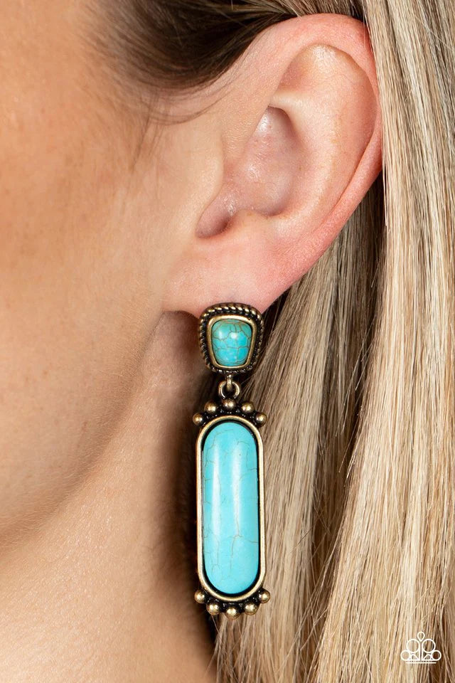 Paparazzi Earring ~ Southern Charm - Brass