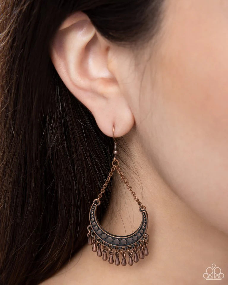 Paparazzi Melodic Moons - Copper Earring