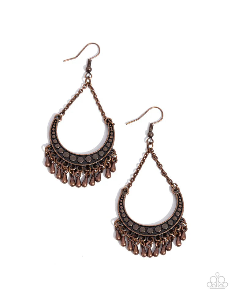 Paparazzi Melodic Moons - Copper Earring