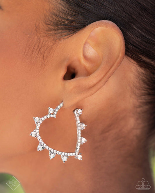 Paparazzi Excessive Elevation-White Hoop Earring