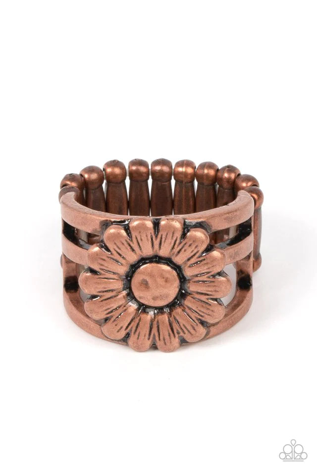 Paparazzi Ring ~ Roadside Daisies - Copper