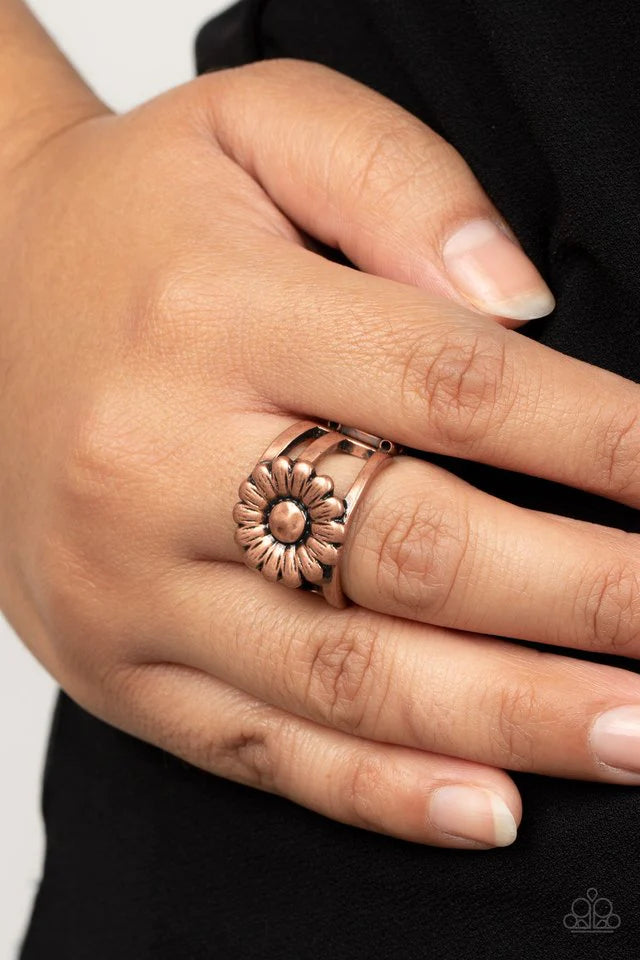 Paparazzi Ring ~ Roadside Daisies - Copper