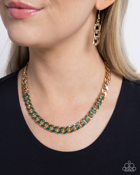 Paparazzi Painted Problem - Green Necklace P2IN-GRXX-046XX