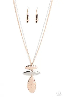 Monochromatic Model - Multi Silver and Rose Gold Necklace - Paparazzi