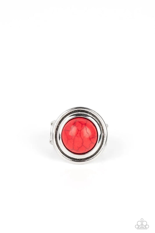 Drive You Wild - Red Stone Silver Ring - Paparazzi