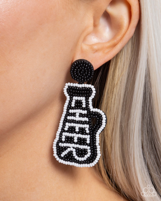 Paparazzi Cheer Captain - Black Post Earring  P5PO-BKXX-271XX