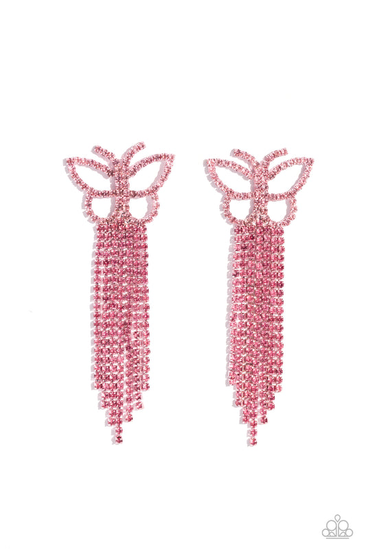 Paparazzi Billowing Butterflies - Pink Earrings  P5PO-PKXX-090XX