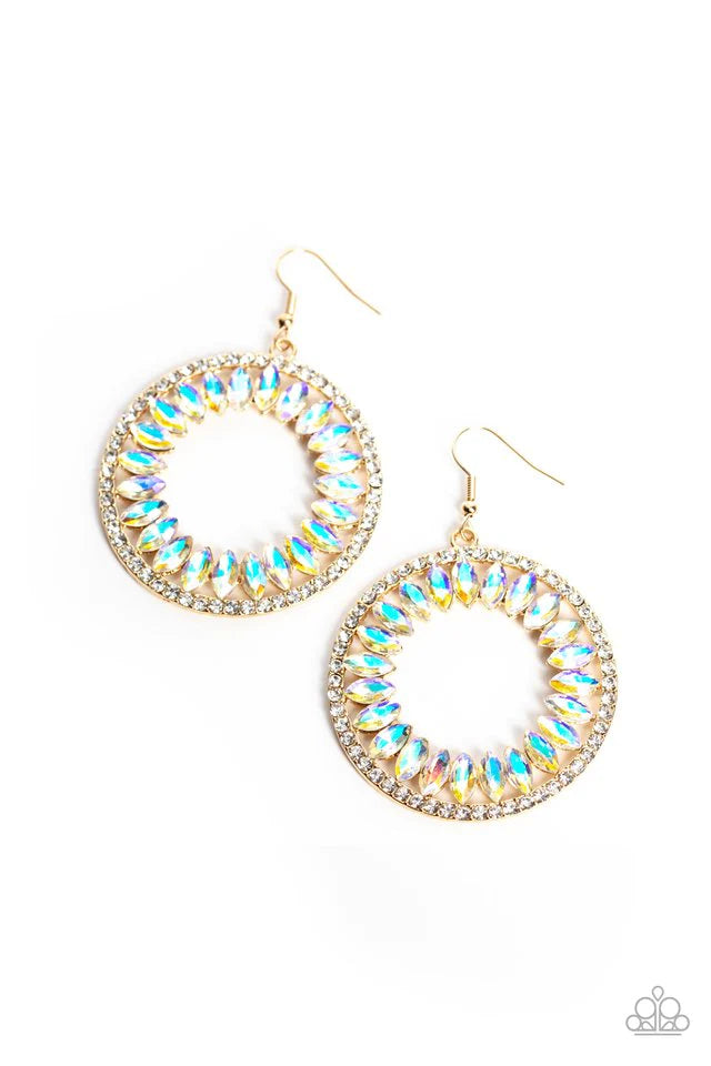 Paparazzi Earring ~ Wall Street Wreaths - Gold