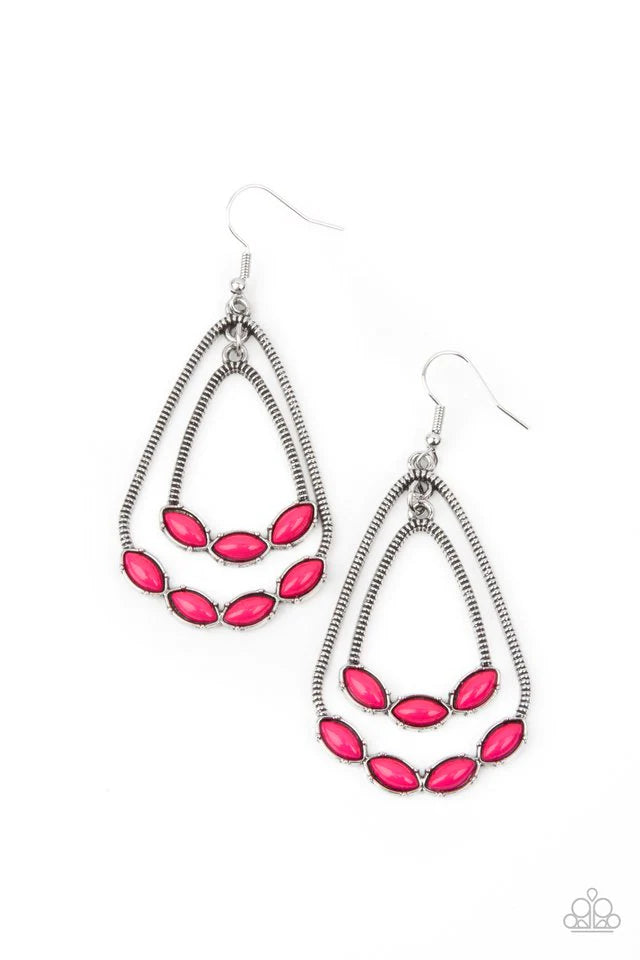 Paparazzi Earring ~ Summer Staycation - Pink