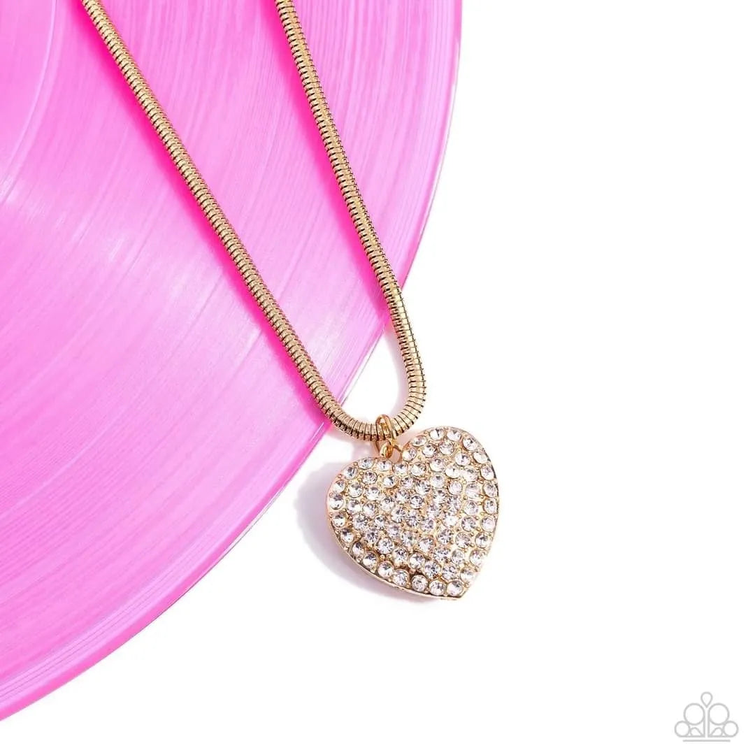 Paparazzi Sequined Sweetheart - Gold Necklace