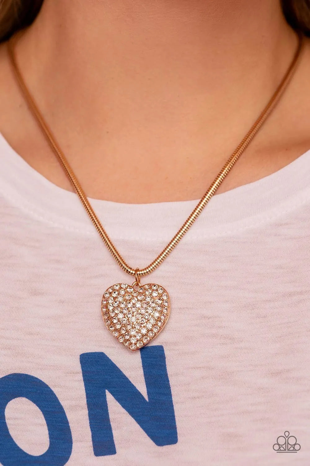 Paparazzi Sequined Sweetheart - Gold Necklace