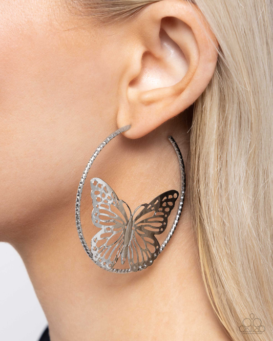 Paparazzi Aerial Alias-Silver Hoop Earring