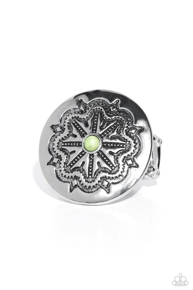 Paparazzi Ring ~ Carved Coachella - Green