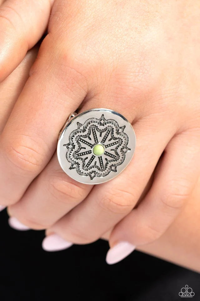 Paparazzi Ring ~ Carved Coachella - Green