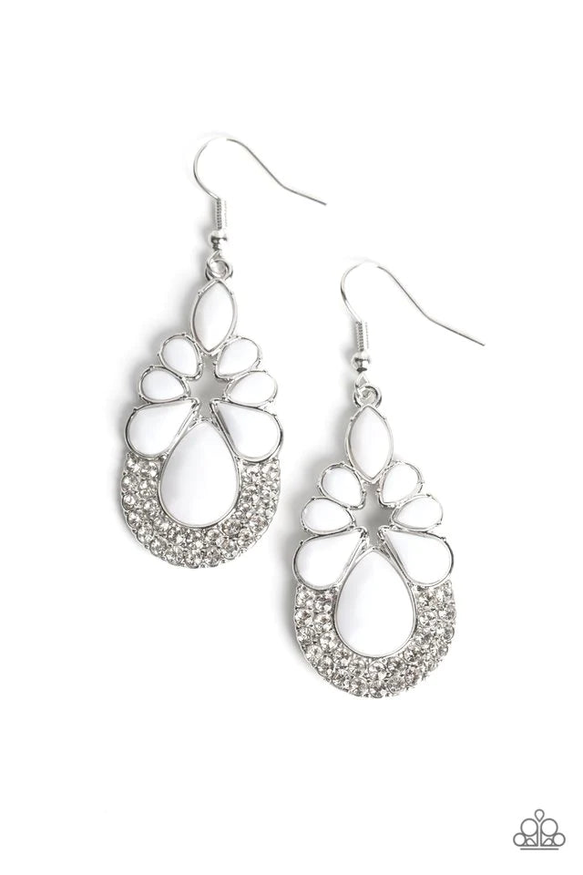 Paparazzi Earring ~ Beachfront Formal - White