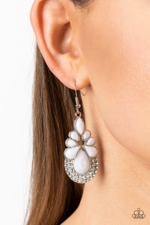 Paparazzi Earring ~ Beachfront Formal - White