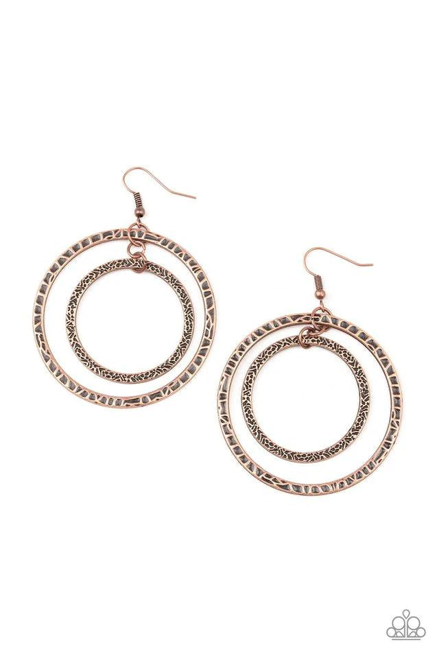 Paparazzi Earring ~ Fiercely Focused - Copper