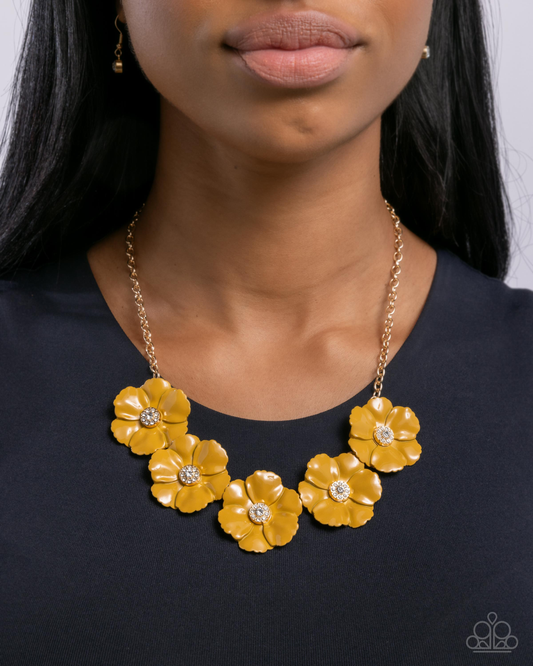 Paparazzi Floral Favor - Yellow  Necklace P2ST-YWXX-108XX