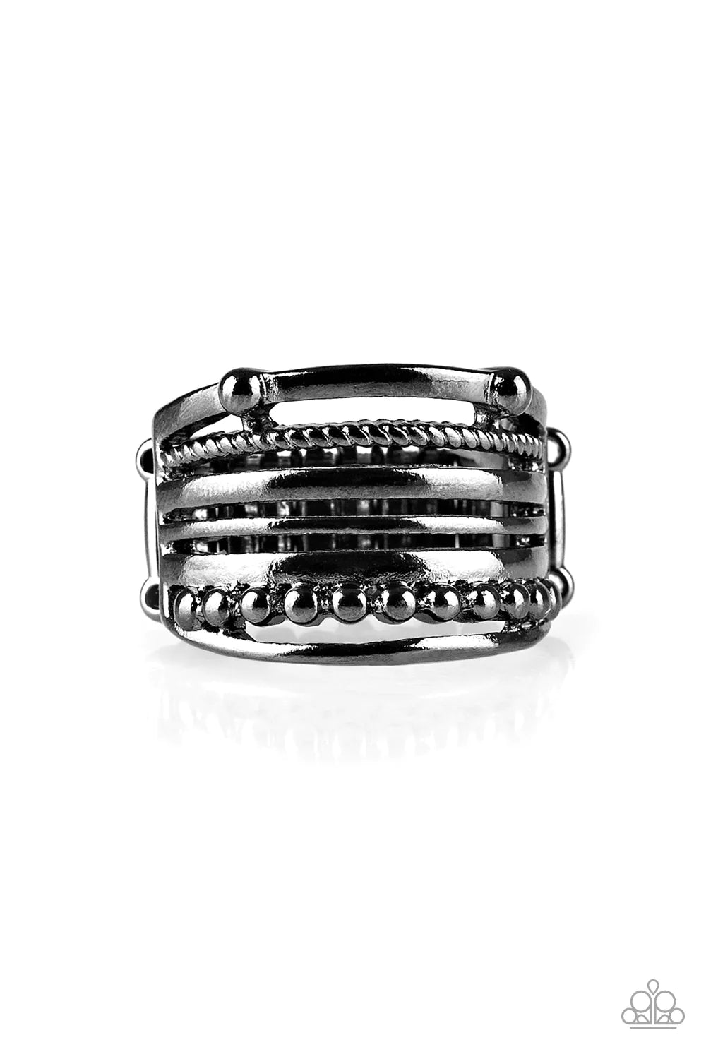 PAPARAZZI VINTAGE VAULT "THE STEEL OF NIGHT" BLACK RING