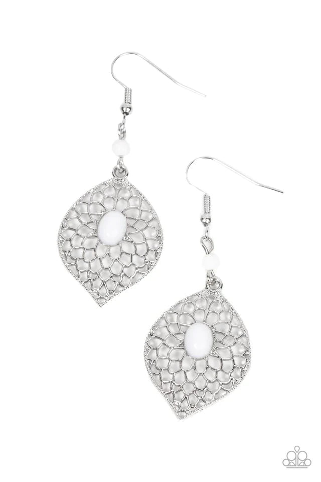 Paparazzi Earring ~ Perky Perennial - White